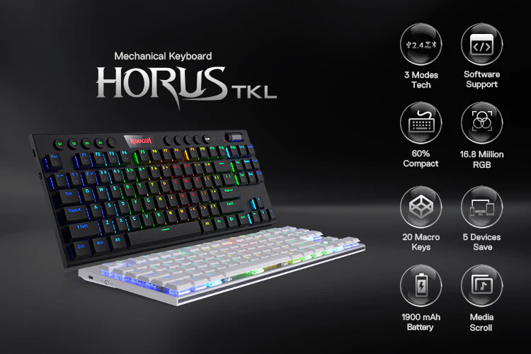 کیبورد گیمینگ ردراگون مدل Redragon K621 Horus TKL Wireless RGB
