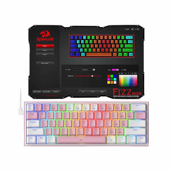 کیبورد گیمینگ ردراگون مدل FIZZ K617 P+W