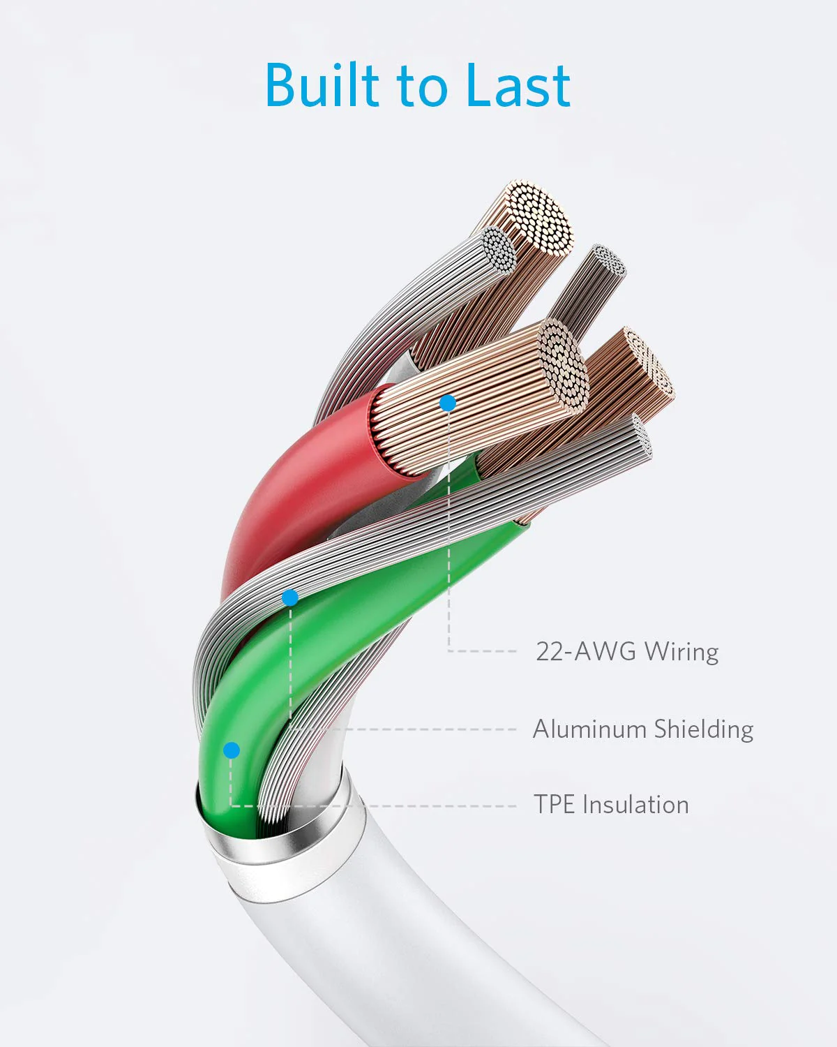 کابل تبدیل USB به Lightning انکر مدل PowerLine A8111 طول 0.9 متر