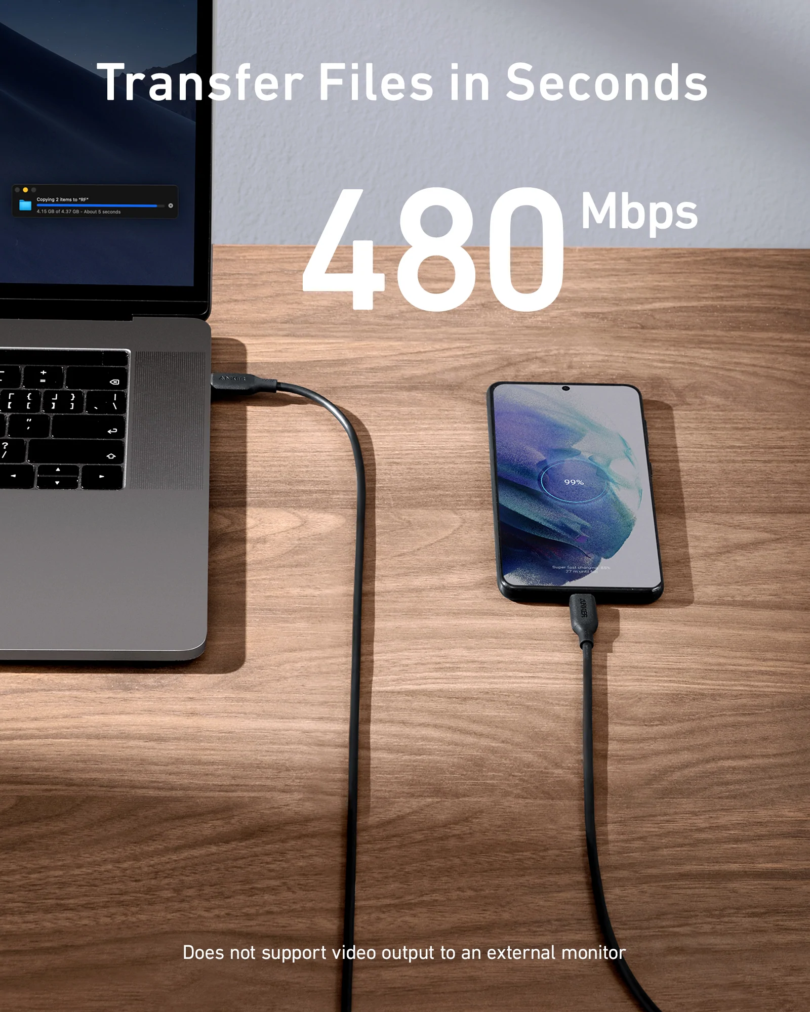 کابل تبدیل USB-C به USB-C انکر مدل PowerLine lll A8852 طول 0.9 متر