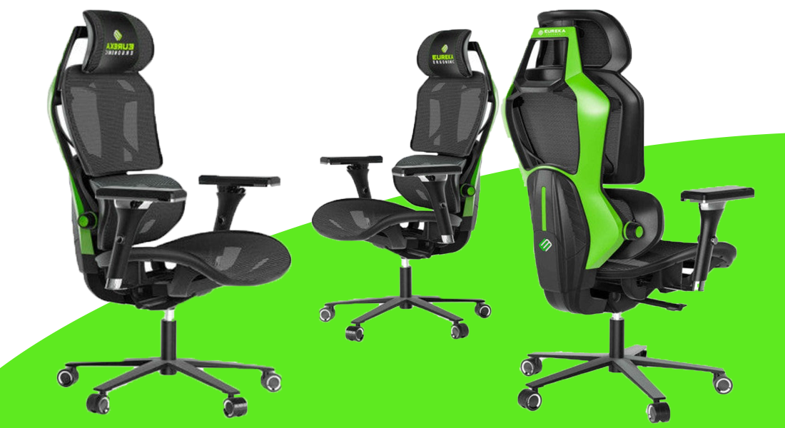 صندلی گیمینگ هیبریدی یوریکا مدل TYPHON Green