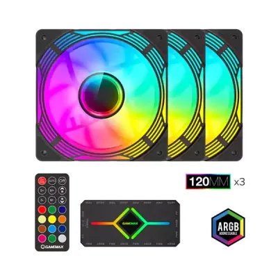 فن 3 تایی کیس گیمینگ گیم‌ مکس مدل GAMEMAX KF300 BK