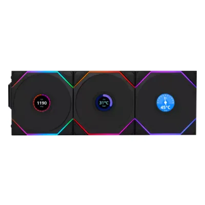 فن کیس گیمینگ لیان لی مدل UNI FAN TL120 LCD Wireless Black