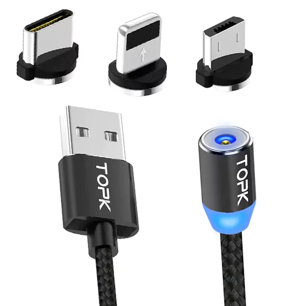 کابل تبدیل USB به microUSB لایتنینگ USB-C تاپکی مدل AM23 طول 1 متر