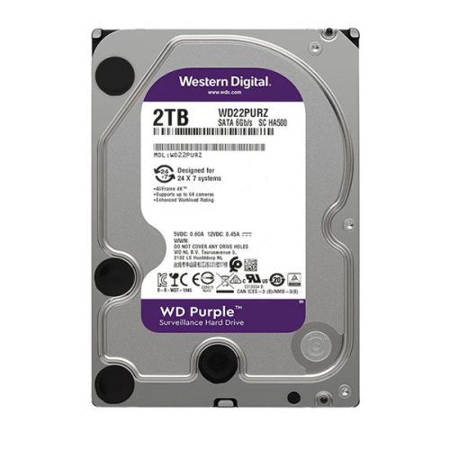 هارد دیسک اینترنال وسترن دیجیتال مدل Purple WD22PURZ ظرفیت 2 ترابایت