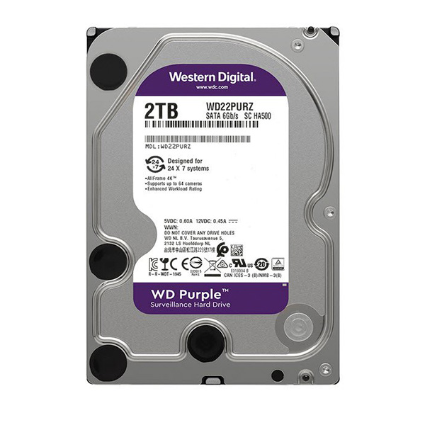 هارد دیسک اینترنال وسترن دیجیتال مدل Purple WD22PURZ ظرفیت 2 ترابایت
