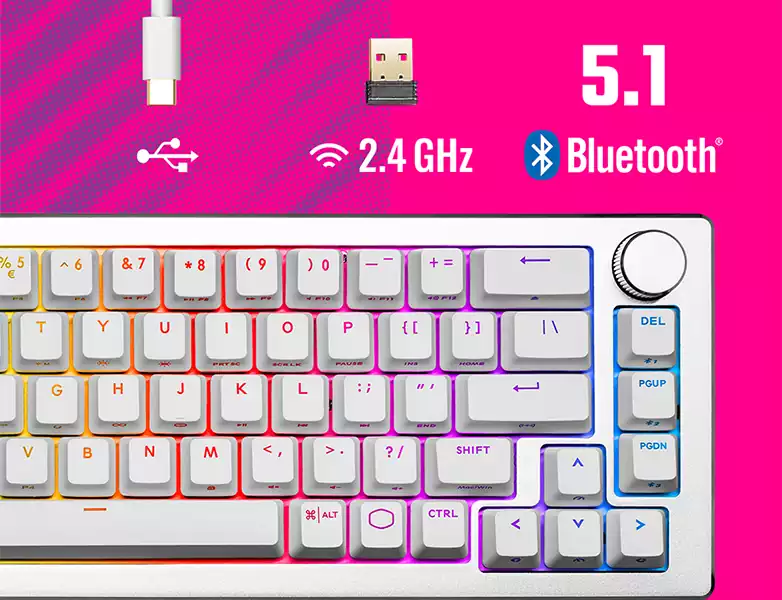 کیبورد مکانیکی گیمینگ کولر مستر مدل CK-721-GKTL1-US White