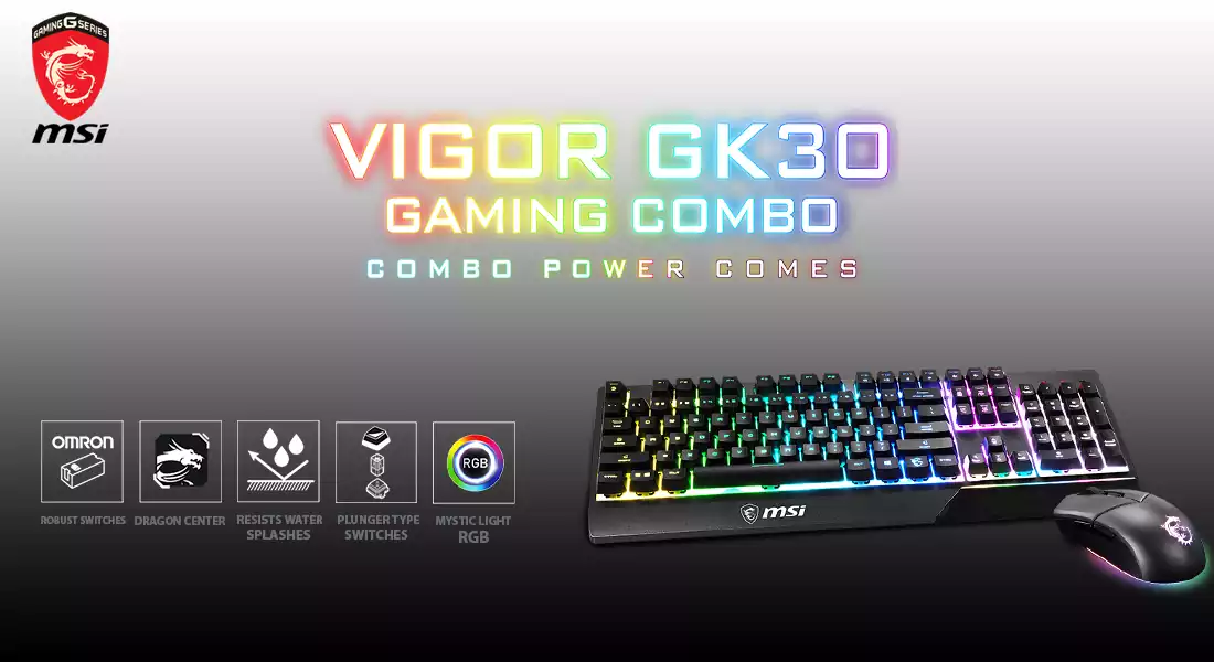 باندل کیبورد و ماوس گیمینگ ام اس آی مدل VIGOR GK30 COMBO US