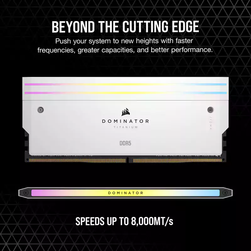 رم دسکتاپ دو کاناله 6000 کورسیر مدل DOMIATOR TITANIUM RGB WHT ظرفیت 32 گیگابایت