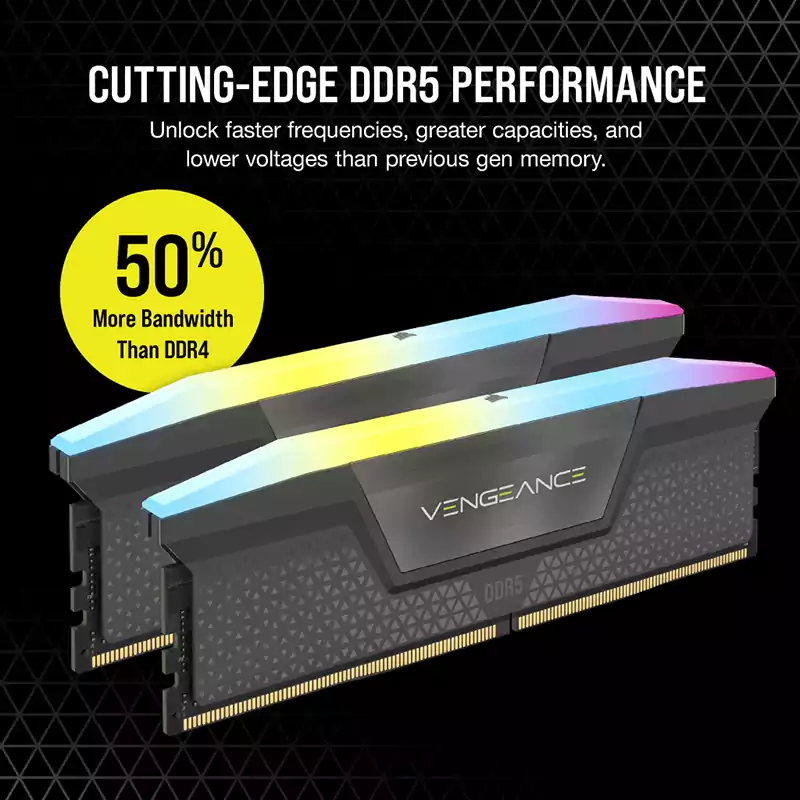 رم دسکتاپ دو کاناله 5200 کورسیر مدل AMD EXPO VENG RGB ظرفیت 32 گیگابایت