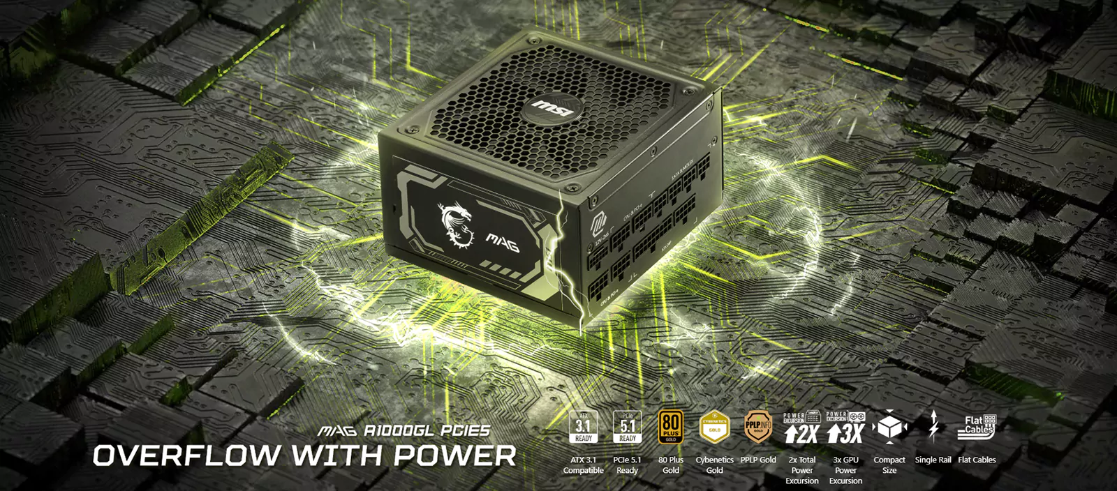 پاور گیمینگ MAG A1000GL PCIE5 Full Modular