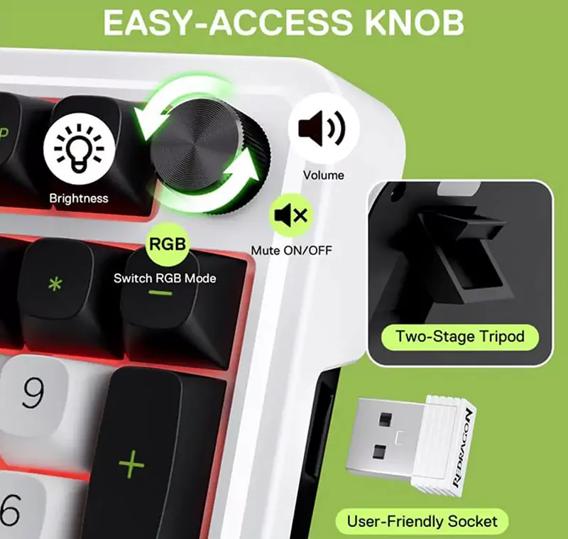 کیبورد بی سیم/ باسیم مکانیکال گیمینگ ردراگون EISA K686 WBG PRO