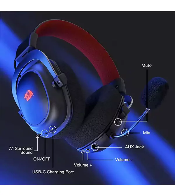 هدست بی سیم گیمینگ ردراگون H510 PRO Zeus-X RGB