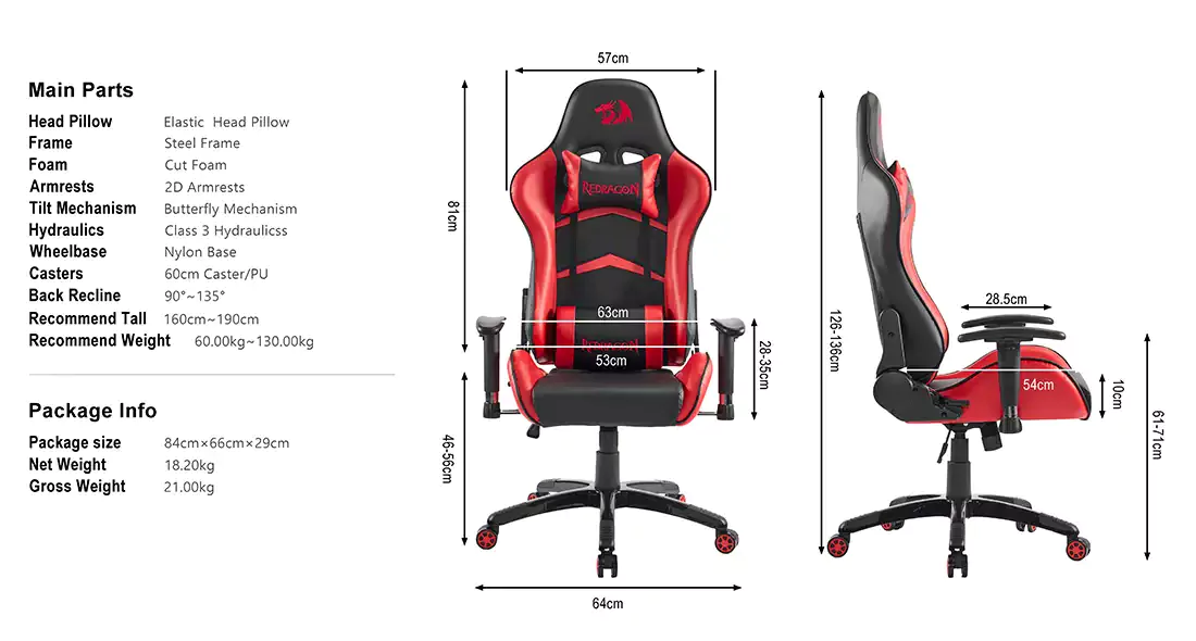 صندلی گیمینگ ردراگون Redragon C326BR