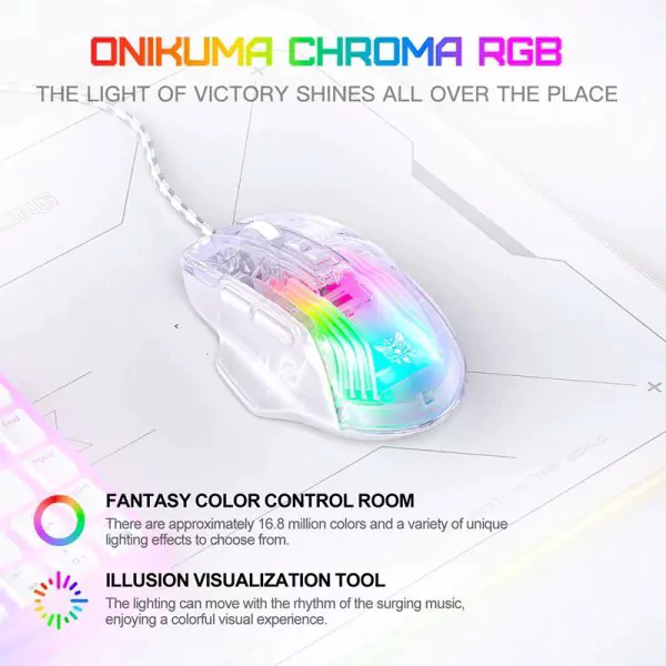 ماوس گیمینگ اونیکوما مدل CW923 سفید