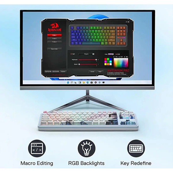 کیبورد بی‌سیم مکانیکال گیمینگ ردراگون Antonium K728 PRO AK