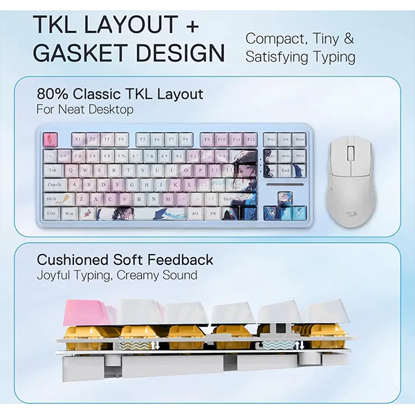 کیبورد بی‌سیم مکانیکال گیمینگ ردراگون Antonium K728 PRO AK