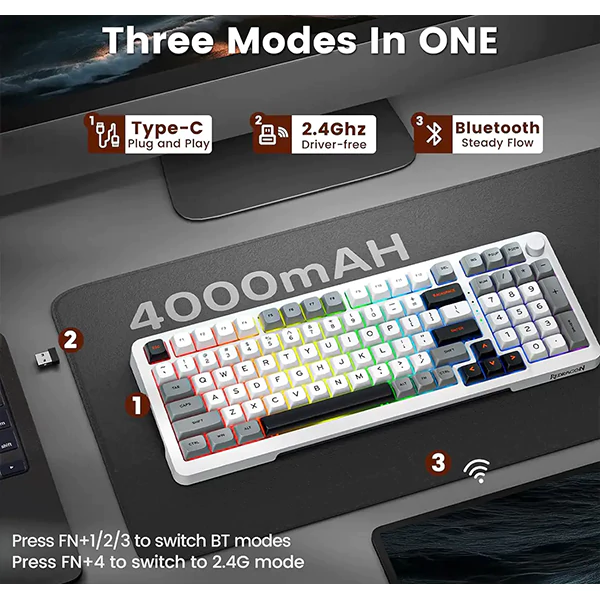 کیبورد بی سیم مکانیکال گیمینگ ردراگون BRAGI K688 WGL PRO