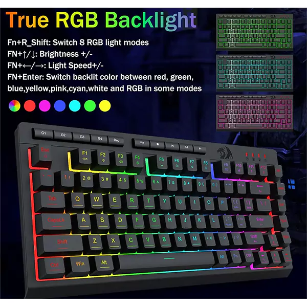 کیبورد بی سیم گیمینگ ردراگون CRESCENT K524 Pro RGB