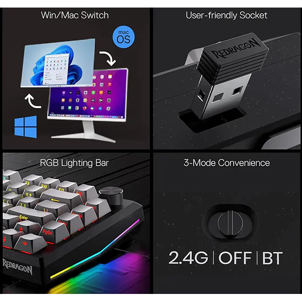 کیبورد بی‌سیم مکانیکال گیمینگ ردراگون Freyja K687 GG PRO