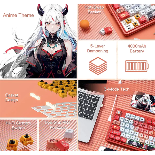 کیبورد بی سیم مکانیکال گیمینگ ردراگون Geb K673 AK PRO