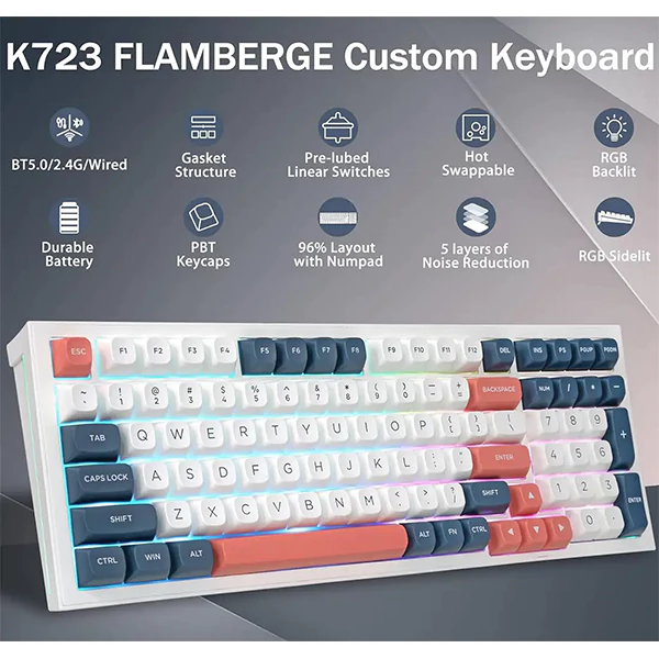 کیبورد بی‌سیم مکانیکال گیمینگ ردراگون K723 WBR PRO