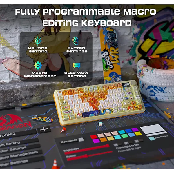 کیبورد بی‌سیم گیمینگ ردراگون FLEKACT K708 GF PRO RGB