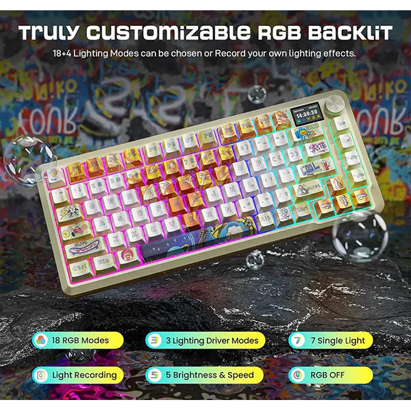 کیبورد بی‌سیم گیمینگ ردراگون FLEKACT K708 GF PRO RGB