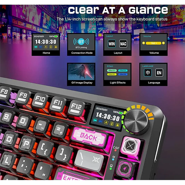 کیبورد بی سیم گیمینگ ردراگون FLEKACT K708 MC PRO RGB